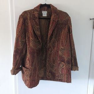 Vintage Bon Worth Women’s Jacket Blazer Tapestry Paisley Zip Up
